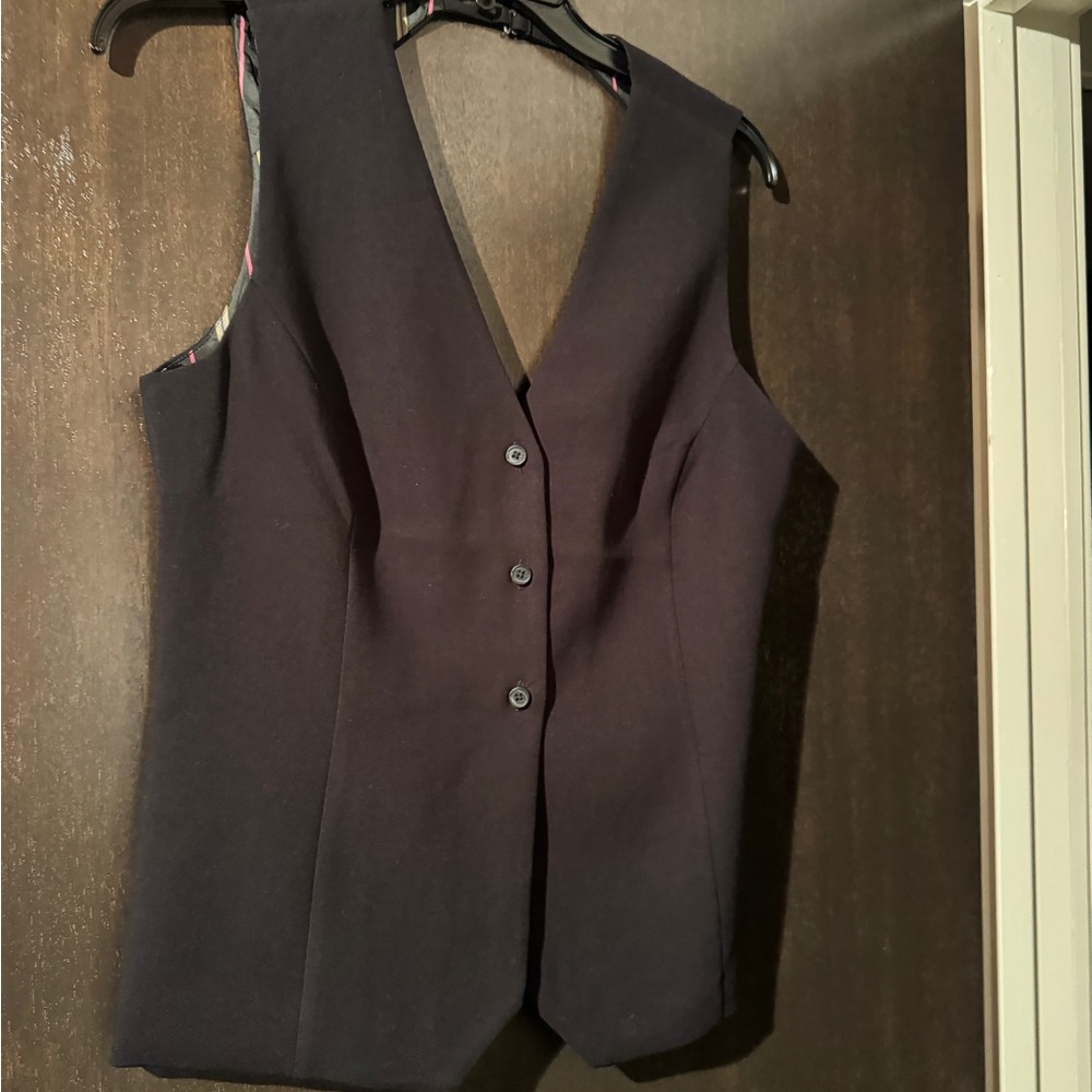 Maeve Black Vest with Striped Lining